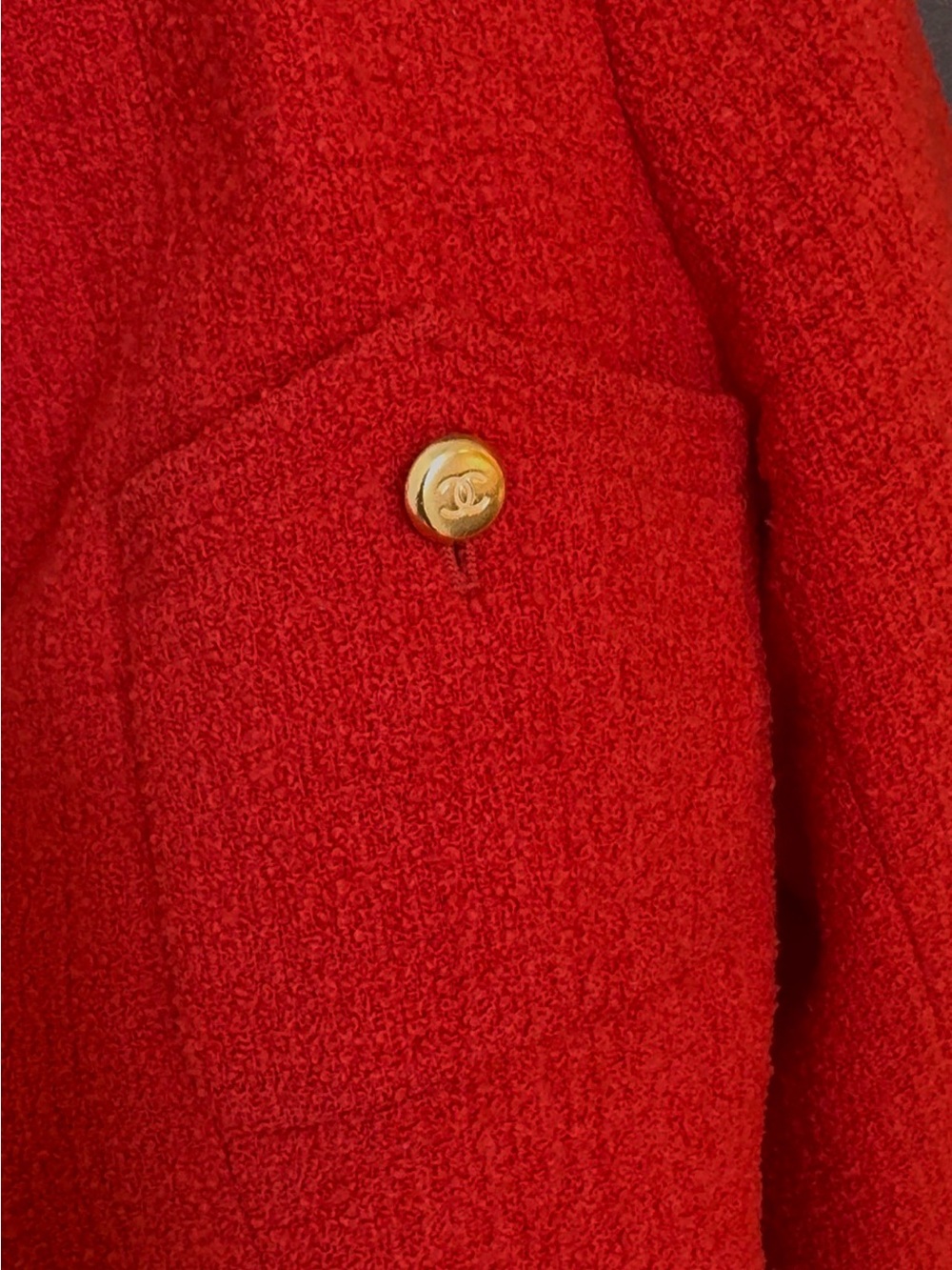 Vintage CHANEL 1996 Orange Tweed Blazer with Gold Buttons - Picture 8 of 16